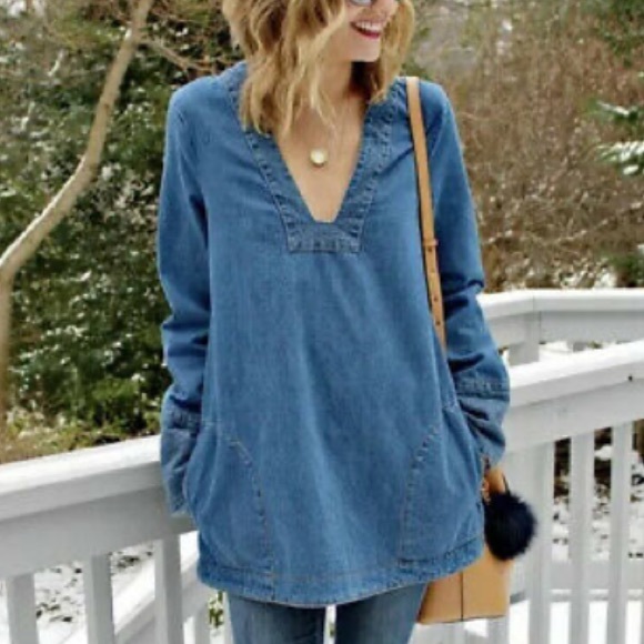 Free People Tops - Free People Dreaming of Denim Tunic/Mini Dress